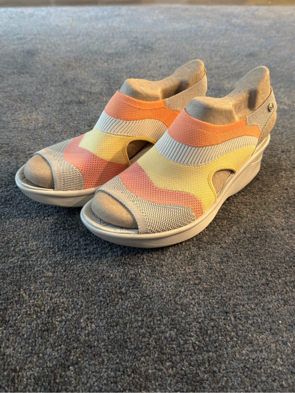 Casual Knit Wedge Sandal - Multicolor (Peach, Yellow, Beige)